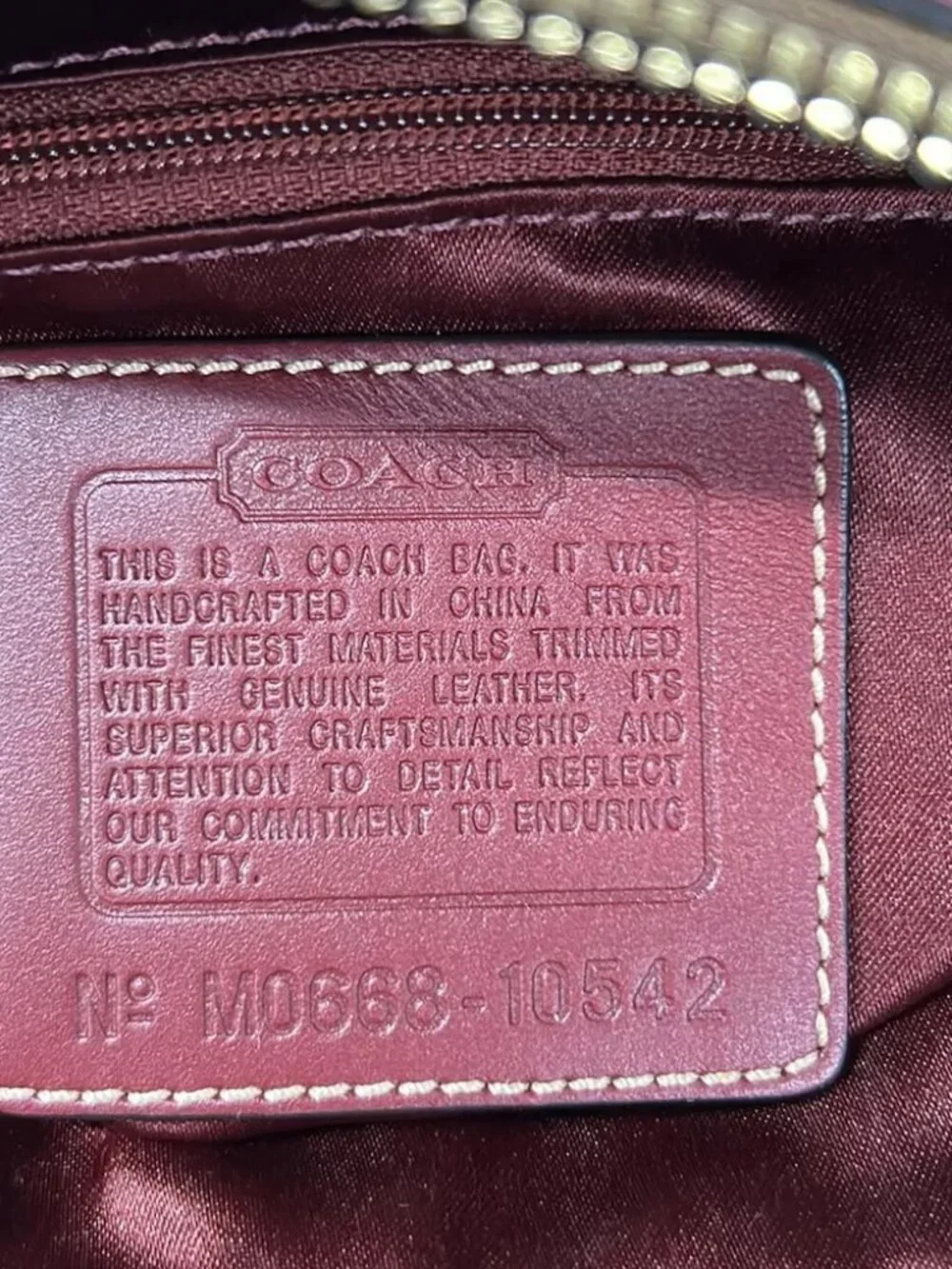 COACH Hampton Stripe Medium Duffle Shoulder Bag 10542 Dark Brown Beige Bordeaux